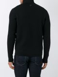leather panel knitted jacket
