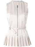 pleated trim zip up top 