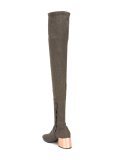 metallic heel thigh high boots