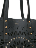 geometric pattern studded tote