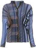 geometric print plissé blouse