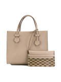 checked trim tote bag