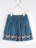 embroidered hem denim skirt