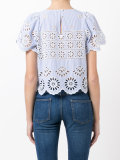 eyelet fabric striped blouse