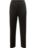pleated straight cropped trousers
