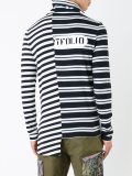 striped asymmetric collar T-shirt