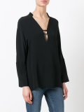 deep V-neck blouse