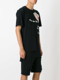 card embroidery slogan print T-shirt