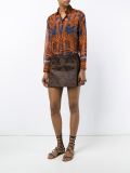 embroidered leather mini skirt