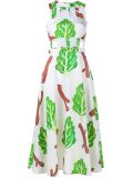 Meme Leaf Print Sleeveless Dress