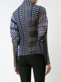 geometric print plissé blouse