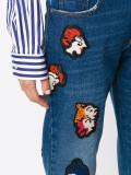 patch detail cropped jeans