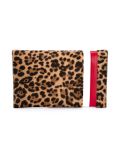 striped leopard print clutch