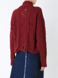distressed cable knit jumper