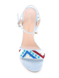embellished block heel sandals