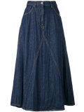 crumpled raw washed open weave midi skirt