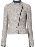 off centre zip tweed jacket 