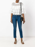 lace trim pleated blouse 