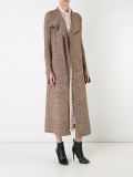 melange drape front coat