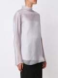 high collar organza blouse