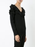 ruffled V-neck jumper