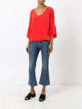 v-neck ruffle sleeve blouse