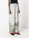 landscape print palazzo trousers