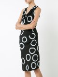 draped neck fitted dress