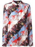 diagonal striped floral shirt