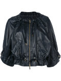 drawstring cropped leather jacket