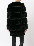round neck faux-fur coat