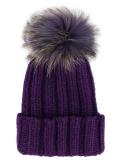 ribbed fur pom pom beanie