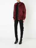 ruffled trim bomber jacket 