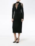 sheer panel midi dress