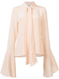 flare-sleeve bow blouse