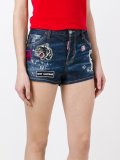 patched denim shorts