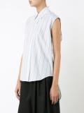 Striped Sleeveless Lace Back衬衫