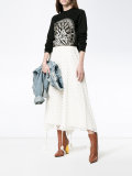 High Waist A-Line Skirt with Asymmetric Hem