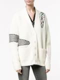 oversized patch applique cardigan