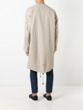 collarless midi coat