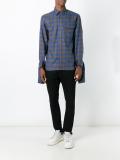 elongated sleeve check shirt
