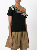 embroidered one shoulder top