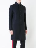 buckled neck mid coat
