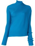 asymmetric neck ribbed pullover