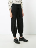 tonal floral belted trousers