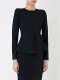 crepe knit curved hem jacket
