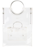 ring handle vinyl tote bag