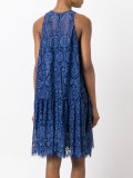 sheer detail flared dress