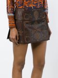 embroidered leather mini skirt