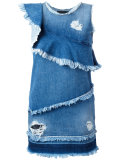 asymmetric raw flounce denim dress